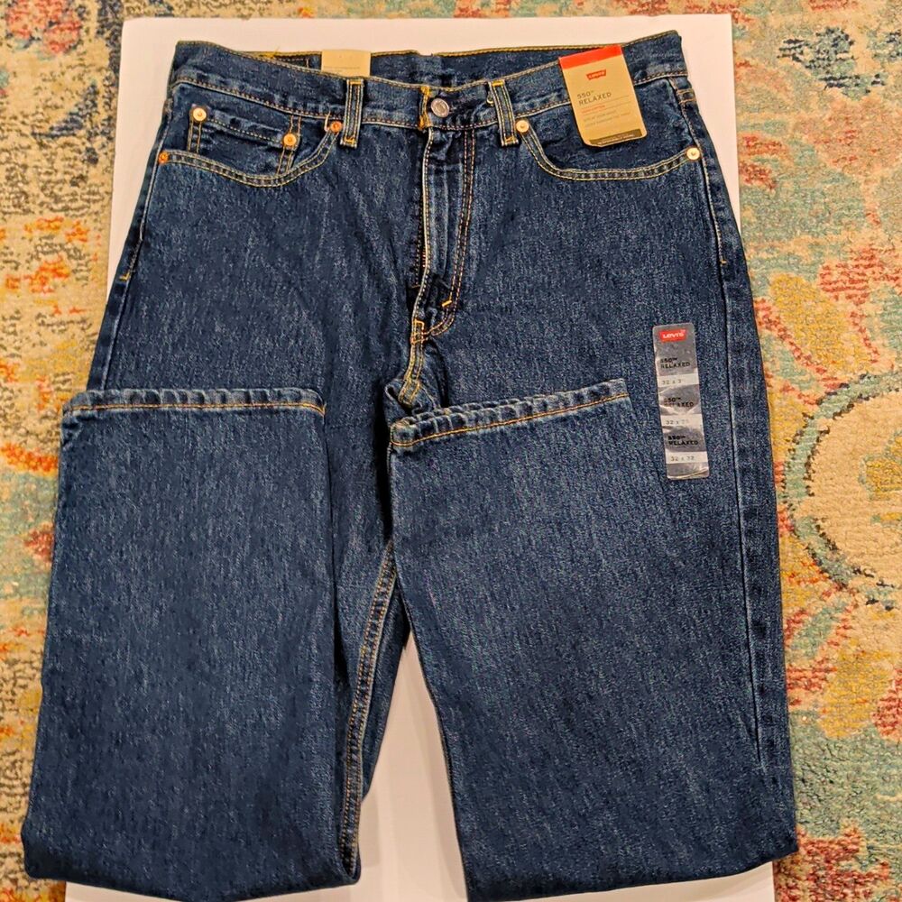Levi's 550 Men's Relaxed Fit Straight Leg Dark Wash Blue Denim Jeans NWT